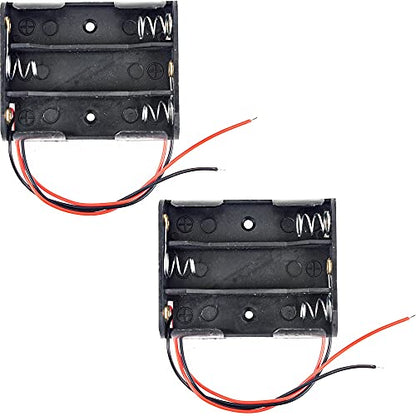 whiteeeen 2pcs 3 AA Battery Holder 3 x 1.5V AA Cell Battery Holder Box Case with Wire Leads 3 Slots 4.5V - size: AA 3 x 1.5V = 4.5V