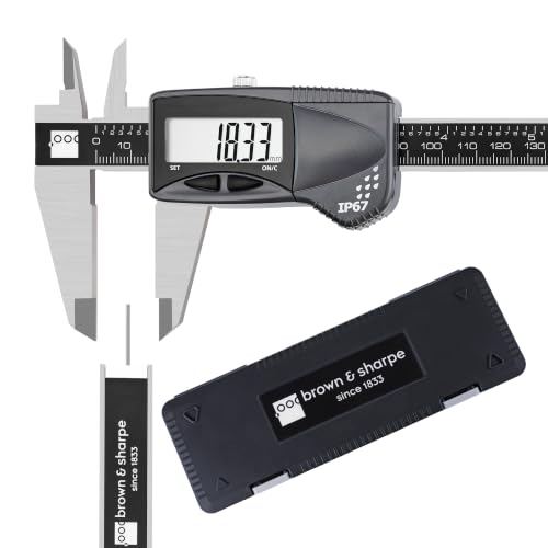 Brown & Sharpe Digital Caliper, IP67 Stainless Steel (6 Inch, Round Depth Rod) - size: 6 Inch, Round Depth Rod