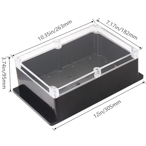 Junction Box IP65 Waterproof ABS Plastic Electrical Project Case Power Junction Boxes, Clear Cover Project Box with Fixed Ear 10.35x7.17x3.74 inch (263 x 182 x95 mm) - color: Clear, size: 10.35“x7.17”x3.74“