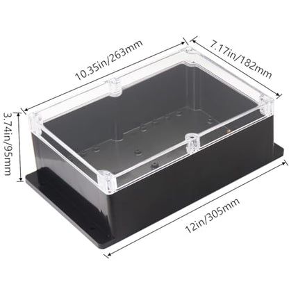 Junction Box IP65 Waterproof ABS Plastic Electrical Project Case Power Junction Boxes, Clear Cover Project Box with Fixed Ear 10.35x7.17x3.74 inch (263 x 182 x95 mm) - color: Clear, size: 10.35“x7.17”x3.74“