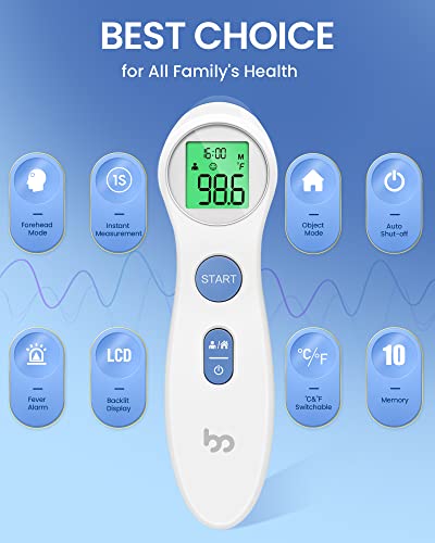 Forehead Thermometer for Adults and Kids, Digital Baby Thermometer - color: White