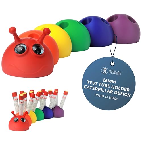 S I Schaller Rainbow Caterpillar Veterinary Test Tube Rack, 15 Vials, 16mm - size: 16mm Tube Size