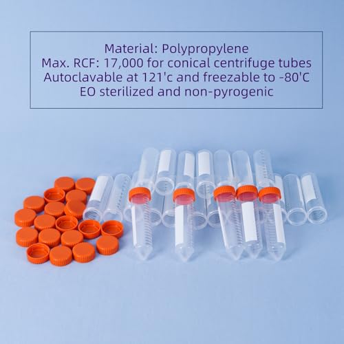 Conical Centrifuge Tubes 50ml,25 Pack Sterile Leak-Proof Test Tubes with Screw Caps,Sealable Plastic Polypropylene Test Tubes with Graduated Marks and Lid (50mL-25Pcs) - size: 50mL-25Pcs