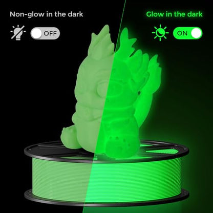 FLASHFORGE Glow in The Dark Rapid PLA Filament 1.75mm, High Flow Speedy 3D Printer Filament Luminous Green, Max 500mm/s High-Speed Printing, High Brightness and Long-Lasting Glowing Effect - color: Luminous Green