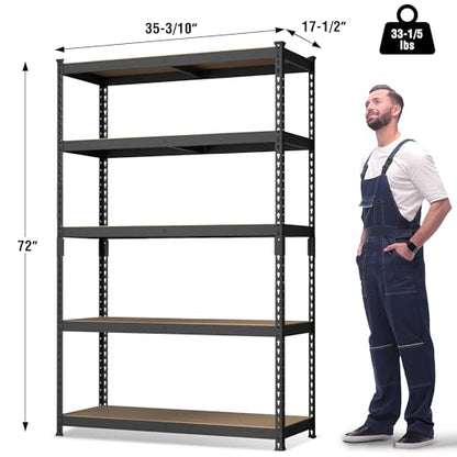 WORKPRO Shelving with MDF Board, 35-3/10”W x 17-1/2”D x 72”H, 1650 lbs Load - size: 35.3"W x 17.5"D x 72"H