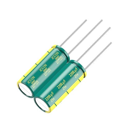5-Pack 25V 2200uF Premium Quality Low ESR Electrolytic Capacitors 10x25mm (0.4x0.99in), 25Volt 2200MFD High-Frequency Caps with Superior Performance