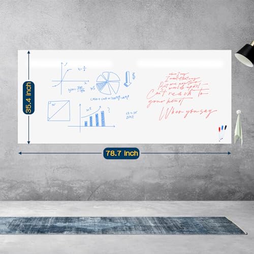 ZNCMRR 78.7"x35.4" Whiteboard Sticker for Wall White Board Dry Erase Paper - size: 79"W x 35.4"H