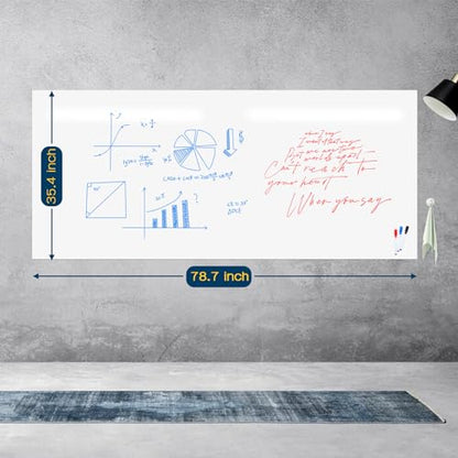 ZNCMRR 78.7"x35.4" Whiteboard Sticker for Wall White Board Dry Erase Paper - size: 79"W x 35.4"H