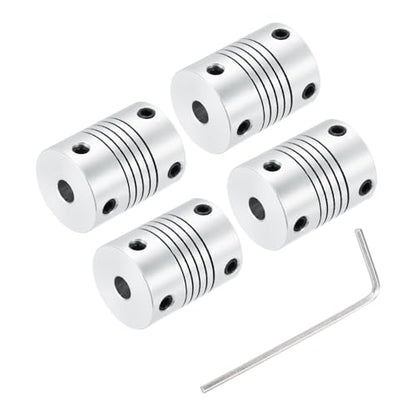 uxcell 4Pcs 5mm to 5mm Aluminum Alloy Shaft Coupling L25xD19 Flexible Coupler Beam Stepper Motor Joint Connector for 3D Printer CNC Machine DIY Encoders and Motors Shaft,Silver - size: 5mm to 5mm