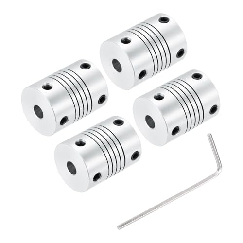 uxcell 4Pcs 5mm to 5mm Aluminum Alloy Shaft Coupling L25xD19 Flexible Coupler Beam Stepper Motor Joint Connector for 3D Printer CNC Machine DIY Encoders and Motors Shaft,Silver - size: 5mm to 5mm