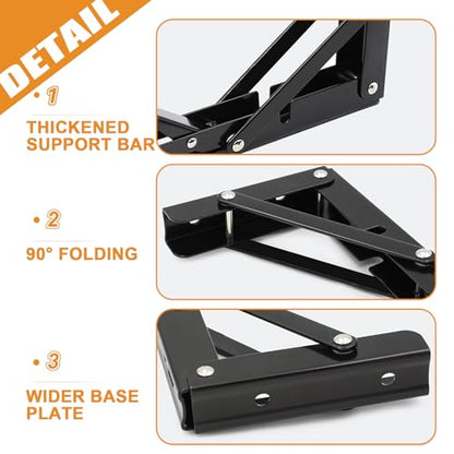 Storystore Folding Shelf Brackets, 14 Inch 2 Pcs Black Stainless Steel - size: 14 Inch