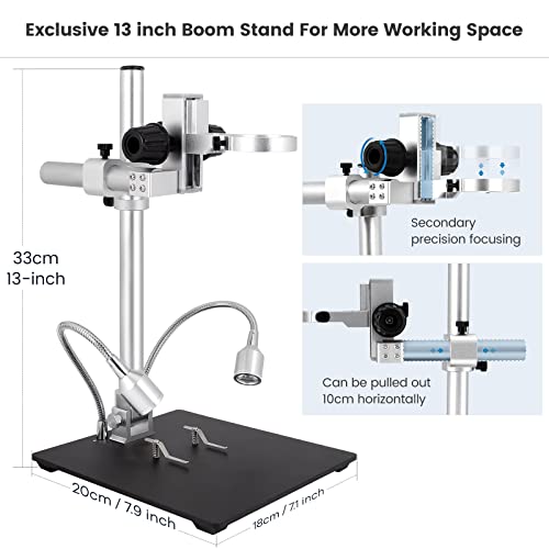 LM249MS 3 Lens 10.1" HDMI Digital Microscope 2000X, 2160P Video - size: 3 Lens 10.1" HDMI