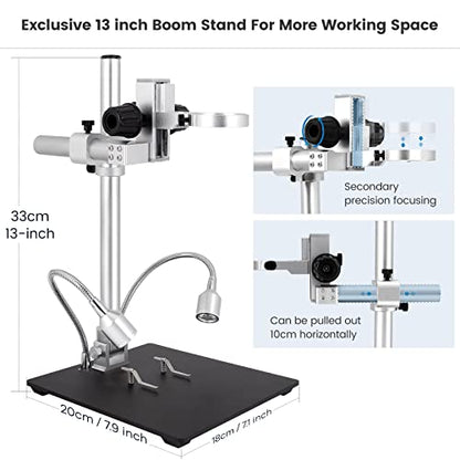 LM249MS 3 Lens 10.1" HDMI Digital Microscope 2000X, 2160P Video - size: 3 Lens 10.1" HDMI