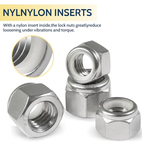 3/8-16 Lock Nut, 35Pcs Stainless Steel Nylock Insert Locking Nuts - size: 3/8"-16, 35 Pack