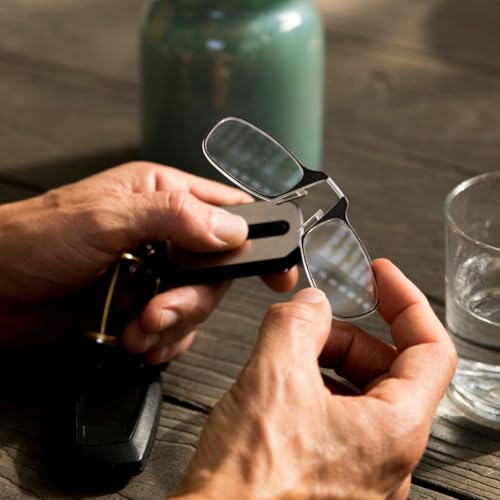 Always With You by ThinOptics Classic Keychain Reading Glasses - color: Black Case / Blue Frames