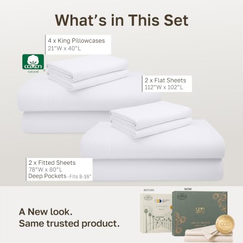 California Design Den 2 Pack 600 Thread Count King Size Sheets Set, White - color: 01 - Bright White, size: King (Pack of 2)