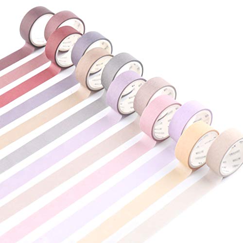 YUBBAEX 12 Rolls Washi Tape Set Natural Color Decorative Tapes for Arts, DIY Crafts, Journals, Planners, Scrapbook, Wrapping Wide -Salty Morandi- (Morandi, 15mm x 12Rolls) - color: Morandi, size: 15mm x 12Rolls