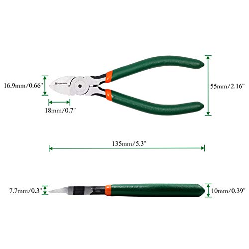 SPEEDWOX Precision Side Cutter 5 Inch Mini Flush Cutters Diagonal Wire Cutting Pliers with Spring Functional Precision Tools for Cutting Electronics Wires Jewelry DIY and Handmade - size: 5"