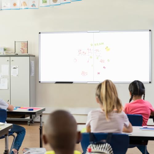 VIZ-PRO Large Magnetic Dry Erase Whiteboard, 96 x 48 Inches, Foldable - size: 96"W x 48"H