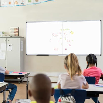 VIZ-PRO Large Magnetic Dry Erase Whiteboard, 96 x 48 Inches, Foldable - size: 96"W x 48"H