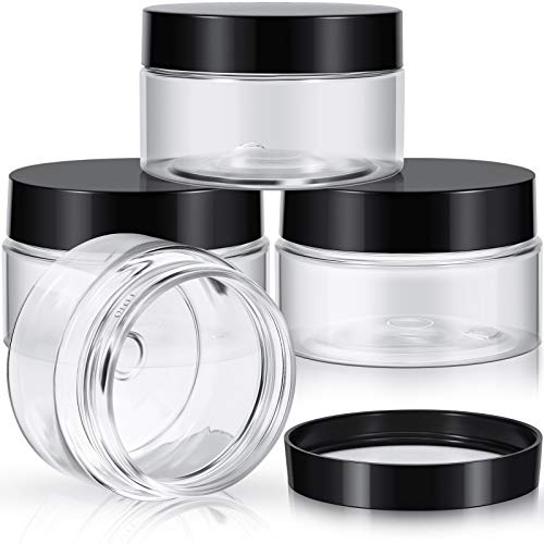 Patelai 4 Pcs Plastic Jars with Lids, Black, 4 oz, Wide Mouth - color: Black, size: 4 oz
