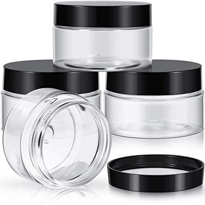 Patelai 4 Pcs Plastic Jars with Lids, Black, 4 oz, Wide Mouth - color: Black, size: 4 oz