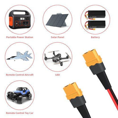 ELFCULB XT60 Female to Female Extension Cable 12AWG 6FT for Power Use - color: 12AWG XT60 Female to Female, size: 6FT