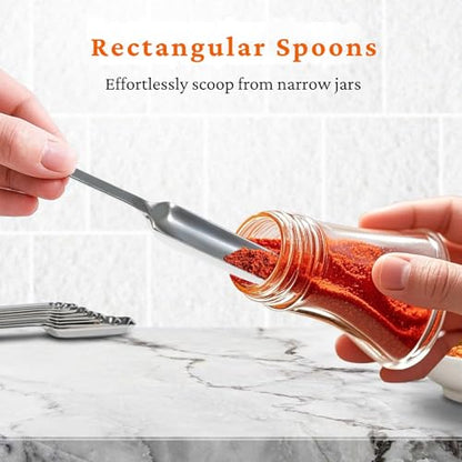 35PCS Stainless Steel Measuring Cups and Spoons Set, 7 Nesting Measuring Cups, Round & Rectangular Spoons with Clear Engraved Markings, 2-Pack Mini Spoon Sets with Leveler for Precise Cooking & Baking - size: Set of 35