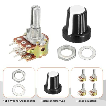 MECCANIXITY 5 Set WH148 B1M Ohm Potentiometer Kit 20mm Shaft White - size: 20mm, style: B1M