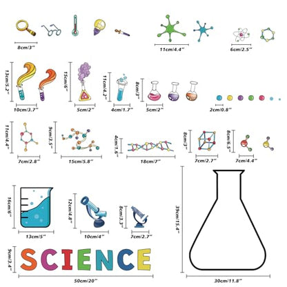 LHIUEM Science Biology Lab Backdrop Wall Decal Steam Bulletin Board Sticker - color: Science Wall Sticker