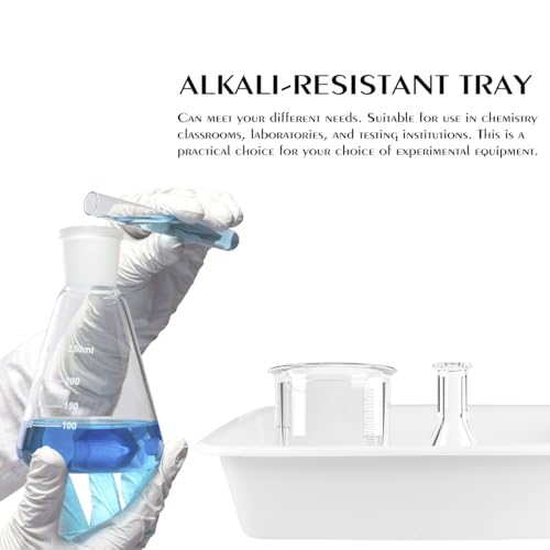 3Pcs Chemical Reagent Containment Tray, Alkali Resistance and Acid Resistance Laboratory Spill Tray, Plastic Laboratory Storage Supplies, Chemical Instrument (Large/Medium/Small)