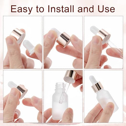 30 Pack 15ml Frosted Glass Sample Dropper Bottles, Rose Golden Caps - color: Frosted, size: 15mL-30pcs