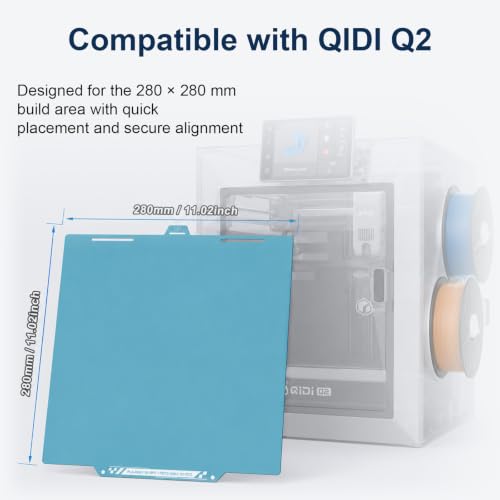 Build Plate for QIDI Q2 3D Printer, 280x280mm Flexible Spring Steel Bed