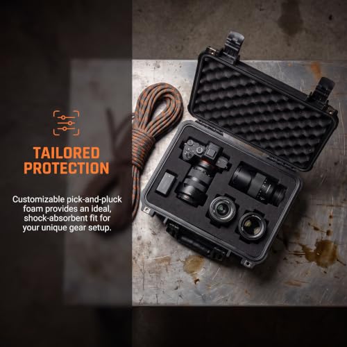 MEIJIA All Weather IP67 Waterproof Hard Camera Case,Hard Protective Case,Hard Case with Customizable Foam,Fit Use of Drones,Camera,Equipments,Pistols(Black,15.98x12.99x6.85inches) - color: Black, size: 15.98x12.99x6.85inches