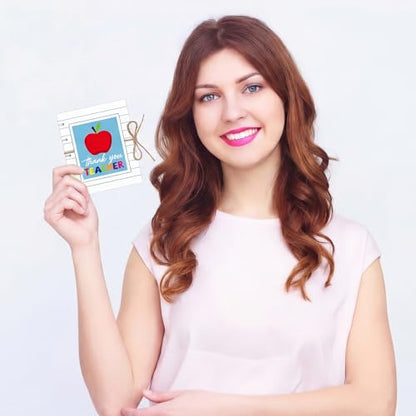 ReliThick Teacher Appreciation Gift Card Holder 5 Slots, 4.3 x 3.5 Inch Thank You Teacher Gift Card Booklet Sleeves Postcard Money Booklet Holder for Appreciation(Notebook Style) - style: Notebook Style