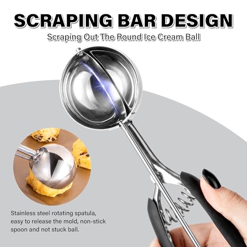 Large Cookie Scoop 4 Tbsp, Professional Stainless Steel Ice Cream Scoop 60mm, Cupcake Scoop Muffin Scoop for Baking, Good Soft Grips, Quick Trigger Release, 60ml (4 Tablespoon) - size: 4 tbsp (60 mm)
