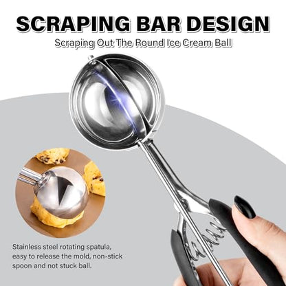 Large Cookie Scoop 4 Tbsp, Professional Stainless Steel Ice Cream Scoop 60mm, Cupcake Scoop Muffin Scoop for Baking, Good Soft Grips, Quick Trigger Release, 60ml (4 Tablespoon) - size: 4 tbsp (60 mm)