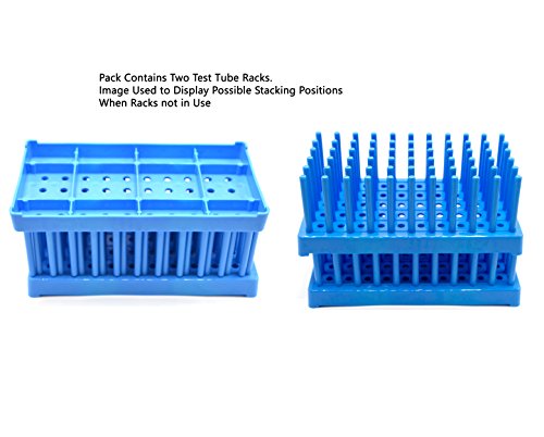 EISCO (Pack of 2) Blue Plastic Peg Drying Rack Holds 50 16mm Test Tubes