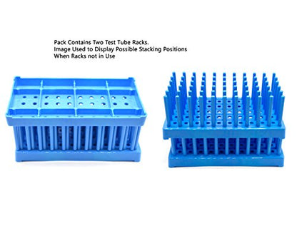 EISCO (Pack of 2) Blue Plastic Peg Drying Rack Holds 50 16mm Test Tubes