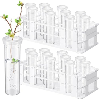 Willinglong 22 Pcs 60ml Large Floral Tube with Rack Holder Set for Milkweed