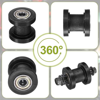 PATIKIL 8mm Grooved Roller Pulley Tensioner Chain Roller Pulley Mini Black - color: Black