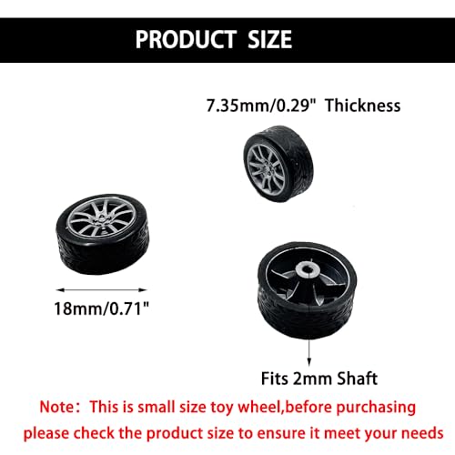 20PCS Small Toy Car Wheel 18mm Model Car Mini Rubber Tire Wheels with 10PCS Shaft Round Rod Axles for DIY Model Toy RC Car Truck Robot Building Accessories (Silver 2x18mm) - style: Silver 2x18mm