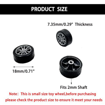 20PCS Small Toy Car Wheel 18mm Model Car Mini Rubber Tire Wheels with 10PCS Shaft Round Rod Axles for DIY Model Toy RC Car Truck Robot Building Accessories (Silver 2x18mm) - style: Silver 2x18mm