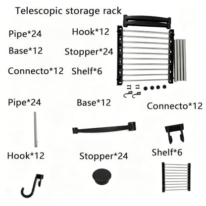 BLULEE Expandable Standing Shelf Unit, Adjustable Storage Rack Black - color: Black