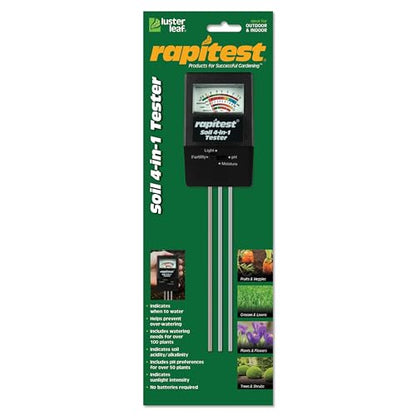 Luster Leaf 1818 Rapitest 4-in1 Soil pH/Moisture/Fertility/Light Tester, Fertility - style: 4-in-1 Tester