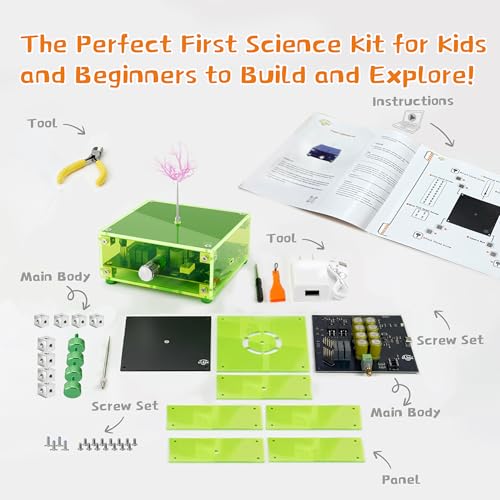 eUda+ STEM Tesla Lightning Kit for Kids&Adults 8-10 11-17 18+ Stem Toys for Ages 8-13 Teen Gift for Boys Girls 13-17 Science Kit for Kids 12-16 Build Your Own Tesla Coil Kit (Assembly Version, FWFB)