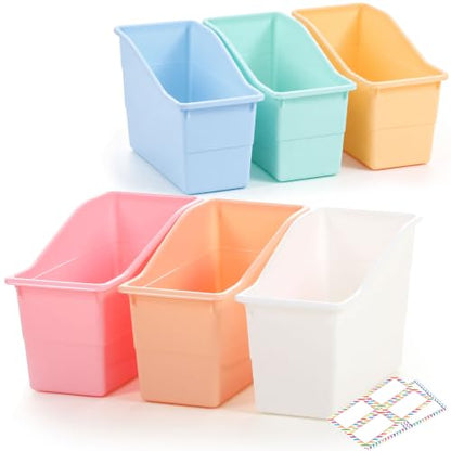 Blosssound Book Bins for Classroom Library, 6 Set, Cloud Pastel - color: Cloud Pastel
