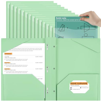 Henoyso 36 Pcs Plastic Folder with Clear Front Pocket, Light Green - color: Light Green