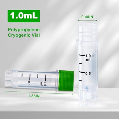 1.0ml Cryovials, Side-Coded, External Thread, Yellow, 500Pcs - color: Yellow, size: 1.0ml