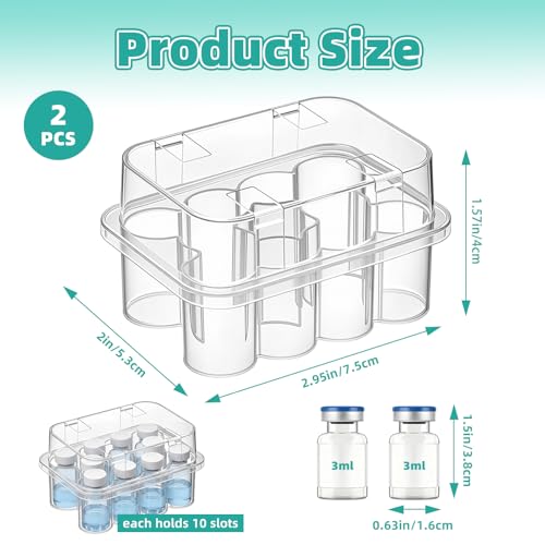 2-Pack 3mL Vial Storage Case, 10-Slot Insulin & GLP-1 Organizer - size: 3ml 10-slot 2pcs